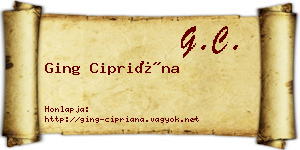 Ging Cipriána névjegykártya